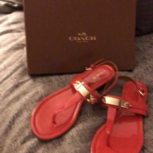 Coach patent leather sandals